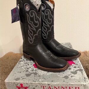 Men’s Tanner Mark Black Western Square Toe Boots size 9